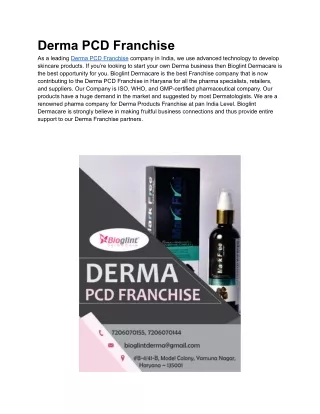 derma pcd franchise as a leading derma