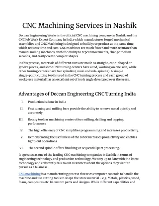 CNC Machining Services in Nashik