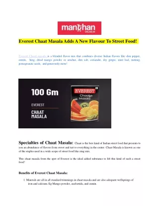 Everest Chaat Masala Adds A New Flavour To Street Food!