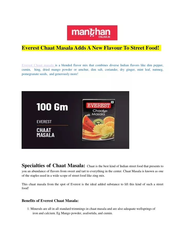 everest chaat masala adds a new flavour to street