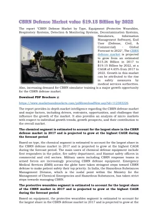 the report cbrn defense market by type equipment