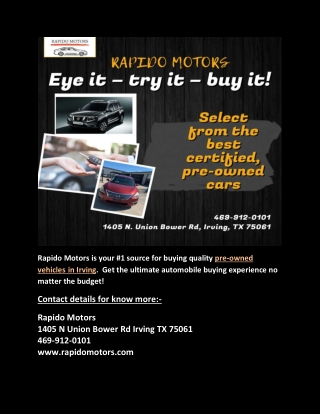 Looking For a buy Preowned Vehicle in Irving?