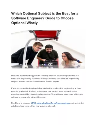 What is the Best UPSC optional Subject for Software Engineer