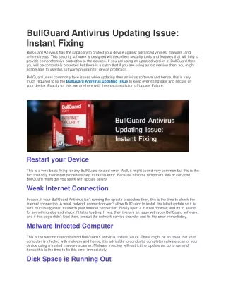 bullguard antivirus updating issue instant fixing
