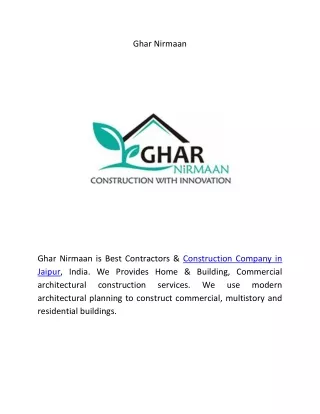 Ghar Nirmaan | Construction Company In Jaipur