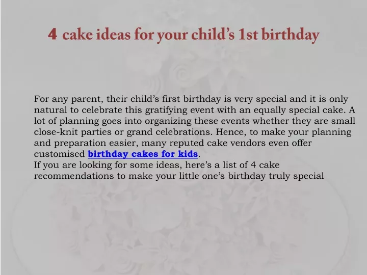 4 cake ideas for your child s 1st birthday