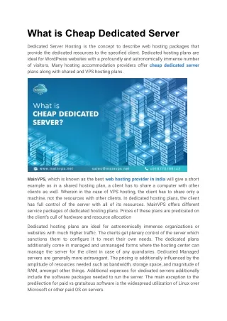 what is cheap dedicated server