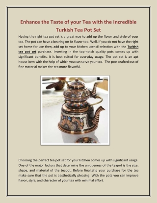 Enhance the taste of your tea with the incredible Turkish tea pot set