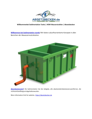 Willkommenbei Sedimentation Tanks | HDW Wasserstrahlen | Absetzbecken