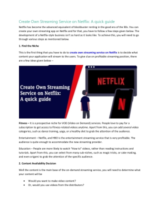 create own streaming service on netflix a quick