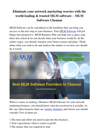 eliminate your network marketing worries with
