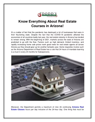 Know Everything About Real Estate Courses in Arizona!