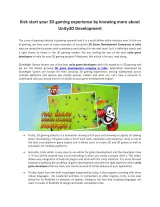 Kick Start Your 3D Gaming Experience by Knowing More About Unity3D Development