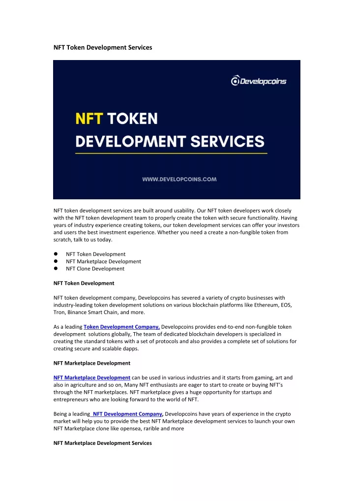 nft token development services