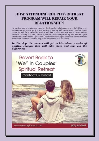 How Attending Couples Retreat Program Will Repair Your Relationship?