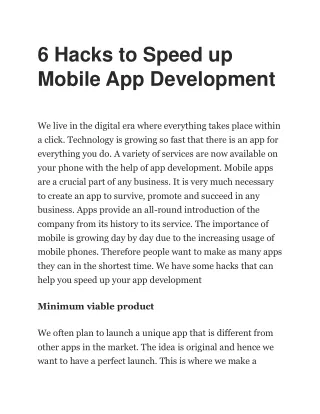 6 Hacks to Speed up Mobile App Development