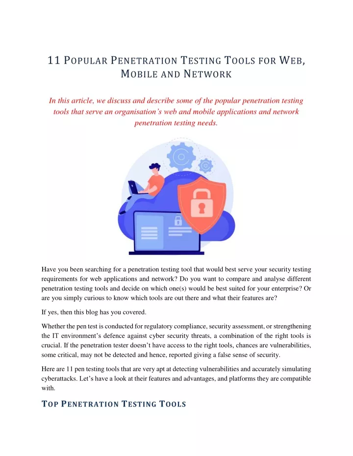 11 p opular p enetration t esting t ools