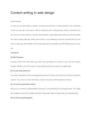 Content writing in web design