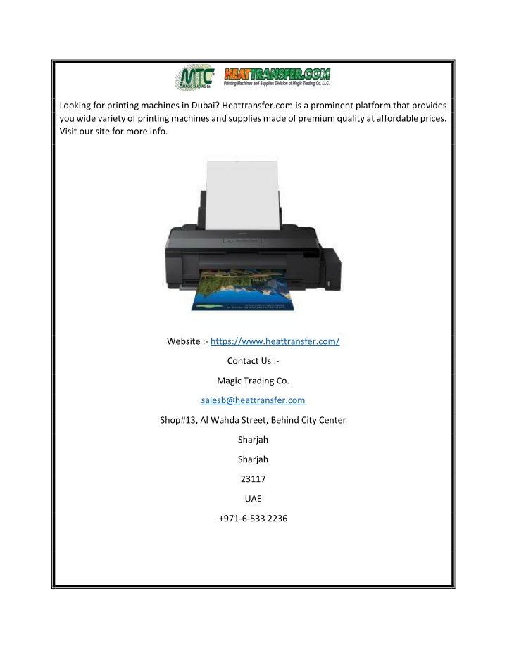 looking for printing machines in dubai