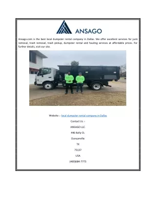 Local Dumpster Rental Company in Dallas | Ansago.com