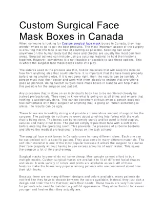 Surgical Face Mask Boxes in Canada