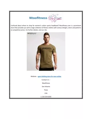 Gym Clothing Store for Men Online | Ntoofitness.com