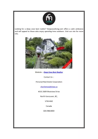 Deep Cove Best Realtor | Deepcoveliving.com