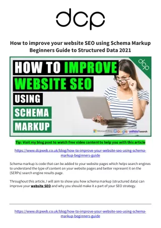 How to improve your website SEO using Schema Markup - Beginners Guide