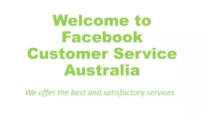 welcome to facebook customer service australia