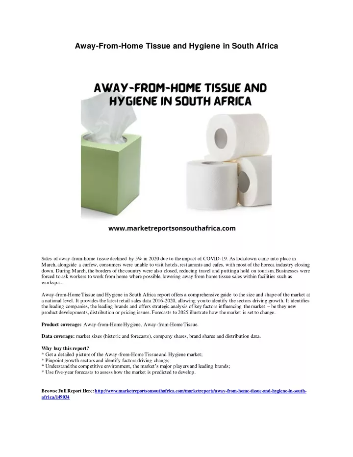 away from home tissue and hygiene in south africa