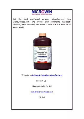 Antiseptic Solution Manufacturer | Microwinlabs.com