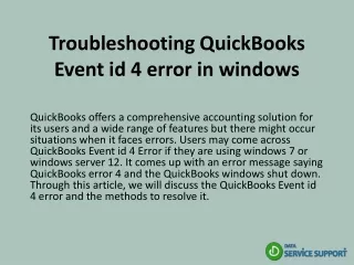 troubleshooting quickbooks event id 4 error in windows