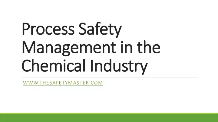 process safety management in the chemical industry