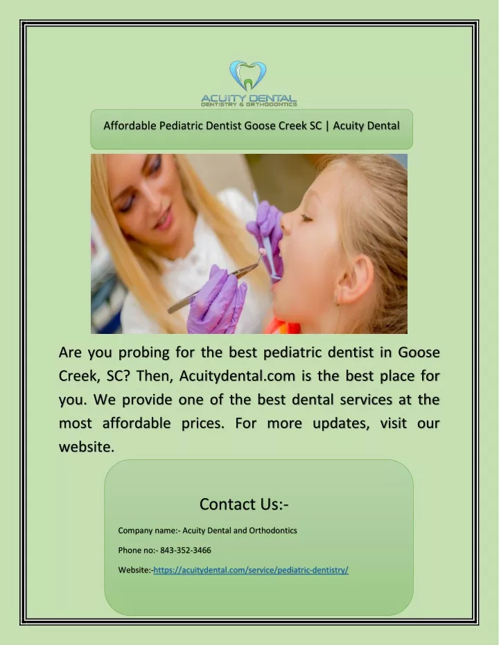 affordable pediatric dentist goose creek