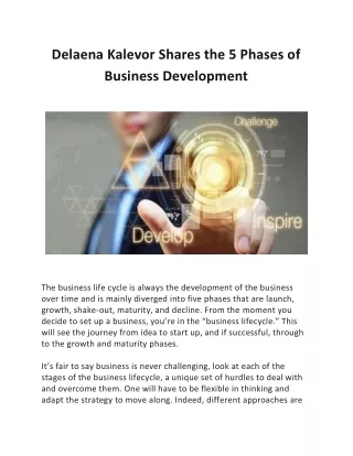 Delaena Kalevor Shares the 5 Phases of Business Development