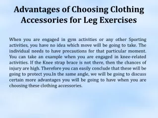 Advantages of Choosing Clothing Accessories for Leg Exercises