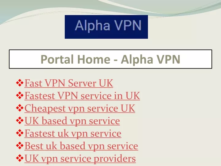 portal home alpha vpn