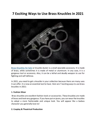 7 exciting ways to use brass knuckles in 2021
