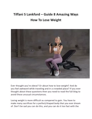 Tiffani S Lankford – Guide 8 Amazing Ways How To Lose Weight