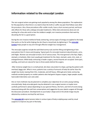information related to the emsculpt london