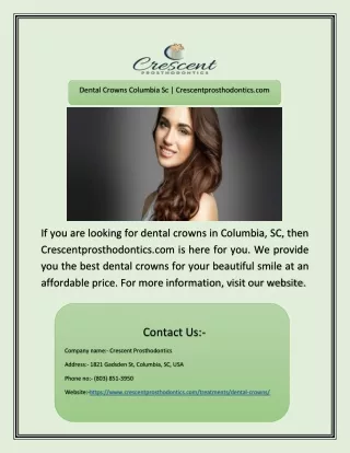 Dental Crowns Columbia Sc | Crescentprosthodontics.com