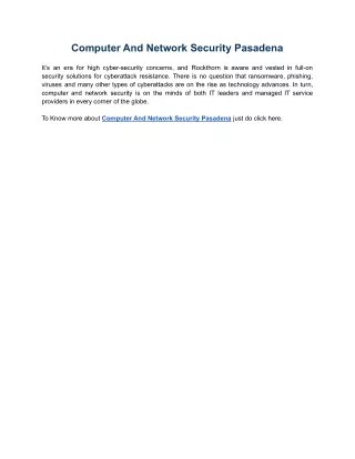 computer and network security pasadena
