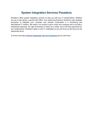 System Integration Services Pasadena
