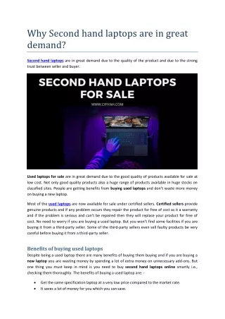 Why Second hand laptops are in great demand?