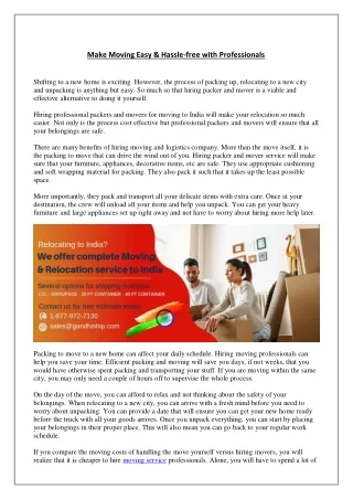 make moving easy hassle free with professionals