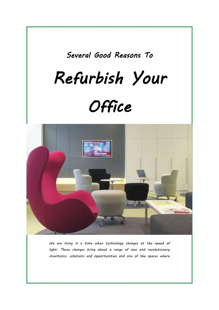 several good reasons to refurbish your office