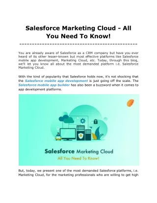 salesforce marketing cloud all you need to know