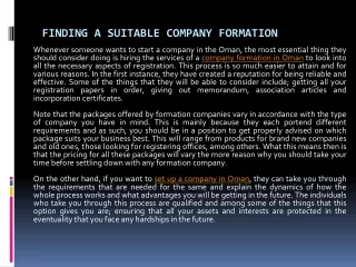 finding a suitable company formation