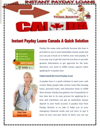 Instant Payday Loans Canada A Quick Solution