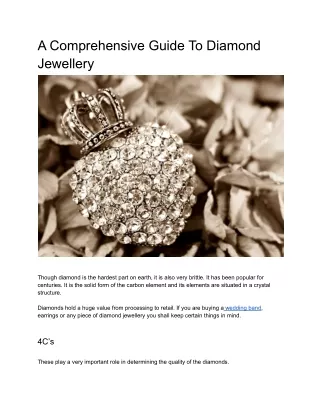 a comprehensive guide to diamond jewellery